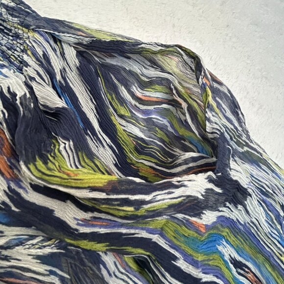 Sundance Womens Textured Ikat Print Silk Dress XL Multicolor Lace Cap Sleeves - Picture 11 of 11